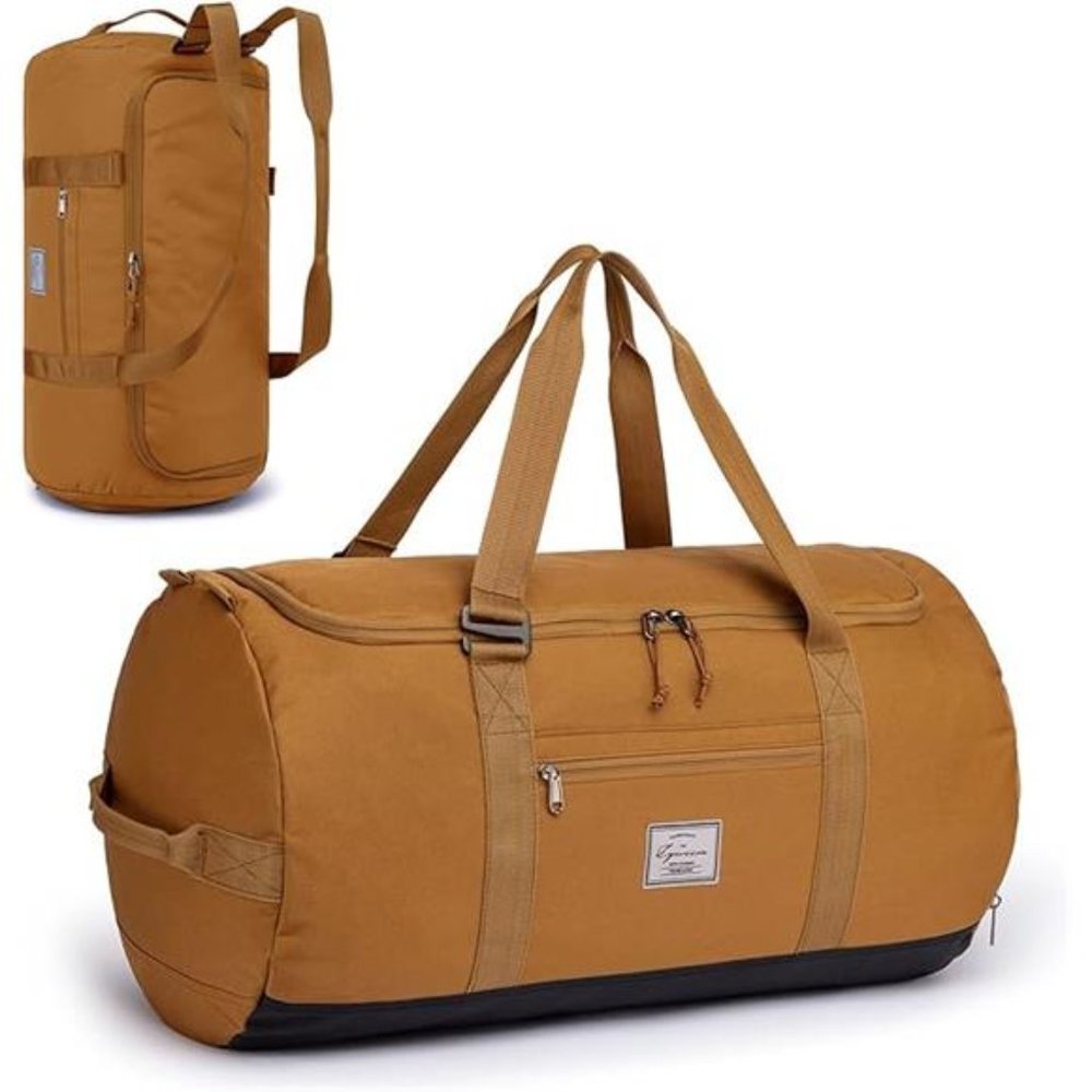 Duffle Bag for Women Weekender Overnight with Shoes Compartment 60L, Khaki - Picture 2 of 7